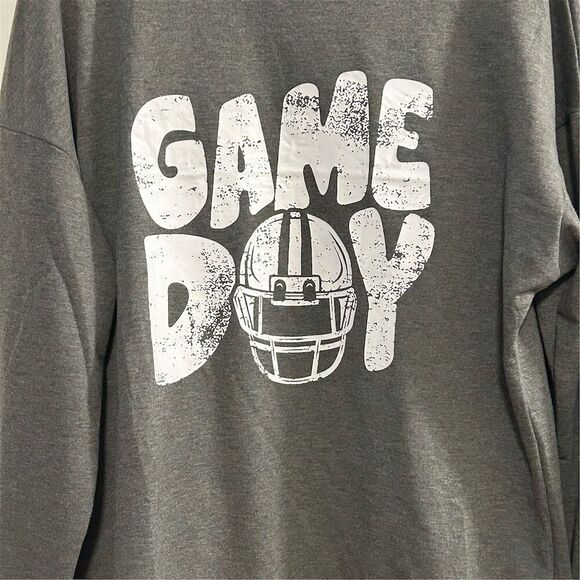 Game Day Football Sweatshirt Unisex L Gray Graphic Pullover Crew Neck - Picture 5 of 9